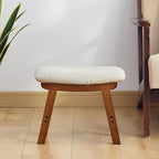 Foot Stool,Under Desk Foot Rest Ottoman, Washable Stool for Office, Living Room, Bedroom (Brown Legs-Beige Stool Seat) - Image 3
