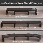 BONTEC Dual Monitor Stand Riser, Adjustable Length & Swivel Angle, Black - Image 3