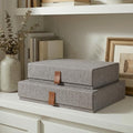 ZICOTO Decorative Photo Storage Boxes with Lids - Set of 2 Linen Organizers by ZICOTO