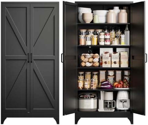 Yizosh 75" H Tall Metal Kitchen Pantry Storage Cabinets Cupboard by Yizosh