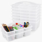 6 Pack Classroom Caddy with Handle, 6 Compartment (Clear) by Yakydesign