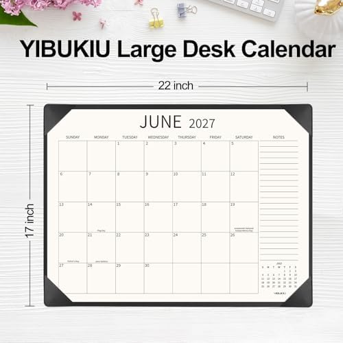 Desk Calendar 2026-2027 Large 22x17, July 2026 - December 2027, 18 Months Big Desk Pad Calendar with Desktop Mat for Home Office School Planning, Black - Image 4