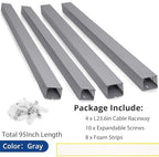 ZhiYo 2" H x 2.4" W Cable Management Raceway, 95in Under Desk Channel, Grey - Image 5