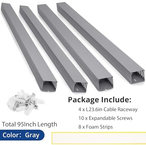 ZhiYo 2" H x 2.4" W Cable Management Raceway, 95in Under Desk Channel, Grey - Image 5