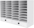 Mail Sorter Organizer, White Student Mailbox for Classroom, Desktop File Sorter, Literature Organizer, Paper Organizer for Home School Office (White 32 Compartment with 2 Drawers) by MhdunueSK