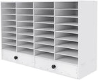 8 Tier Adjustable Literature Organizer, 32 Compartment with 2 Drawers Desktop File Mail Sorter Organizer File Classroom Student Mailbox Paper Bill Storage Cabinet for School Office Seminars - Image 7