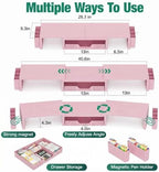 OPNICE Desk Organizer and Accessories, Computer Monitor Stand Riser with Drawer and 2 Pen Holders, Laptop Stand, Office Desk Accessories for Office Supplies, Pink - Image 7
