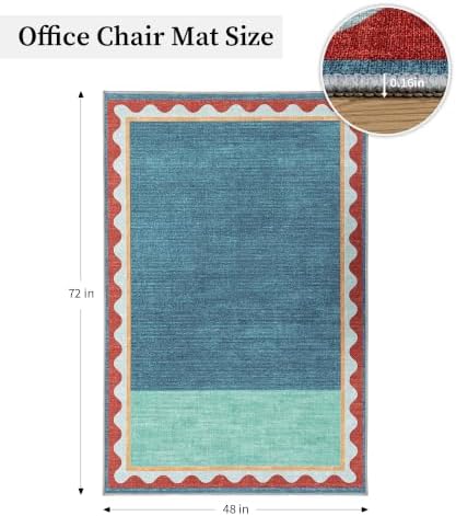 chakme Office Chair Mat for Hardwood Floor, 72"x48" (Blue Scalloped Border) - Image 2
