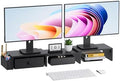 Dual Monitor Stand Riser, Adjustable Length & Swivel Angle Monitor Stand, Ergonomic Monitor Stand with Drawer & Side Pockets, Desktop Organizer and Office Desk Accessories, Black by VERSASKY