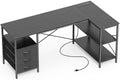 Huuger L Shaped Office Desk with Power Outlets & 3 Drawers by Huuger