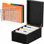 Henoyso 4 x 6 Inches Index Card Holder Set, Bamboo Organizer Box, Black by Henoyso