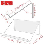 Kamehame Book Stands for Display, 2 Pack Slightly Elevated Clear Acrylic Book Display Stand with 1.5" Ledge, Book Easel Anti-slip Border for Handwriting Reading Art and Laptop, 12"x8.5"x5.1" - Image 2