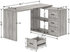 HSH Grey L Shaped Computer Corner Desk with 3 Storage Drawers 55 inch - Image 2