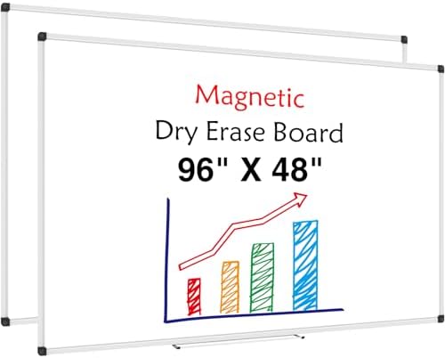 XBoard Magnetic Dry Erase Board 96 x 48 Inches, 8' x 4' Aluminum Framed Whiteboard, Presentation White Board for Office, School, Homeschool (Pack of 2) by XBoard