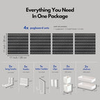 Keepo Peg Board Wall Organizer – Plastic Pegboard Panels, Modular Peg Board Storage System For Home Office, Craft Room, Gaming Setup (Black, 22″×22″) - Image 4