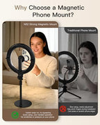 NiceVeedi 10.2” Magnetic Desk Ring Light with Stand, 5000mAh Rechargeable Desktop Ring Light for Phone，3 Color Foldable Selfie Light for Live Stream/Makeup/TikTok/YouTube/Photography/Zoom/Vlogging - Image 2
