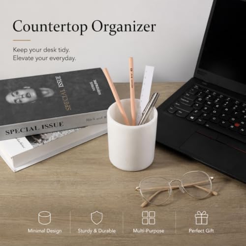 Natural Marble Toothbrush Holder for Bathroom, Stone Pen Cup for Desk - Image 5