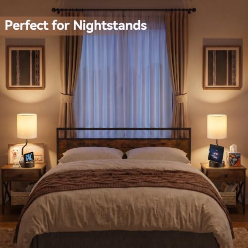 Fenmzee Bedside Lamps for Bedroom Set of 2-18" Brown Table Lamp for Desk - Image 3