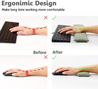 Large Mouse Pad Wrist Support Set, Bean Bag Mouse and Keyboard Wrist Rest Filled Ergo Beads, Easy Typing Gaming Home Office (Light Army Green) - Image 3