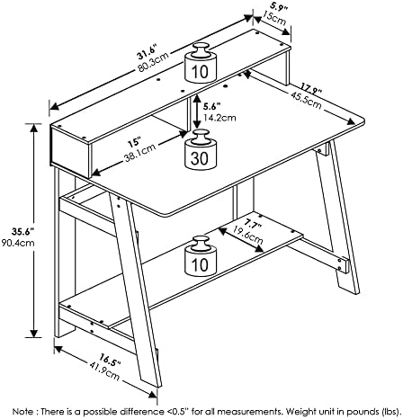 Furinno Simplistic A Frame Computer Desk, Regular, White - Image 3