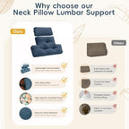 2 Piece Neck Pillow and Lumbar Support Cushion Set for Recliner, NavyBlue - Image 5