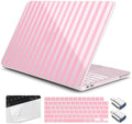 for MacBook Neo 13 inch Case 2026 (Model A3404, A18 Pro) Precision Fit & Scratch Unique Design Hard Shell, Keyboard Cover, Trackpad Protector, 2 OTG Adapter, for Women Cute, Pink Stripes by Yebiseven