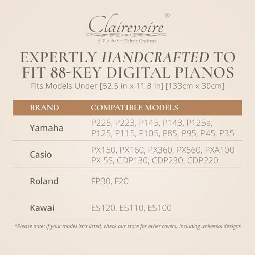 Digital Piano Cover for Yamaha - Piano Keyboard for P143, P225, P223, P145, P143, P125a, P125, P115, P105, P71, P45, Kawai ES120, PX150, Roland F-20 & More, Keyboard Cover, Pearl White - Image 4