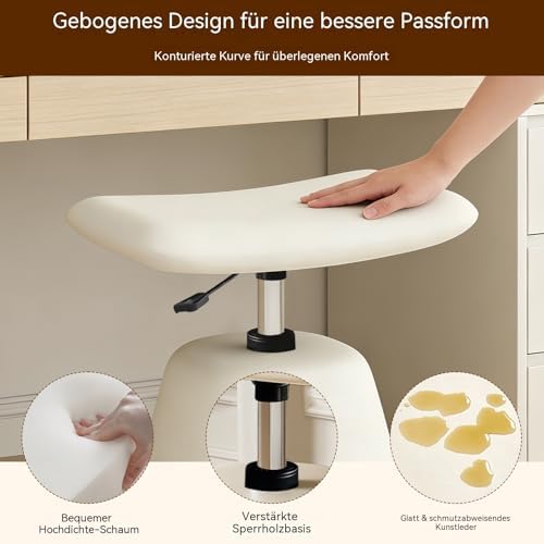 PU Leather Ottoman for Small Space, Swivel Vanity Stool with Adjustable Height,Upholstered Ottoman Foot Rest Under Desk for Living Room, Bedroom, Entryway - Image 3