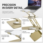 ALASHI Laptop Stand for Desk with 360° Rotating Base, Multi-Angle Adjustable Laptop Stands, Foldable Laptop Riser Compatible with 10 to 17 Inches PC Computer, Gold - Image 4