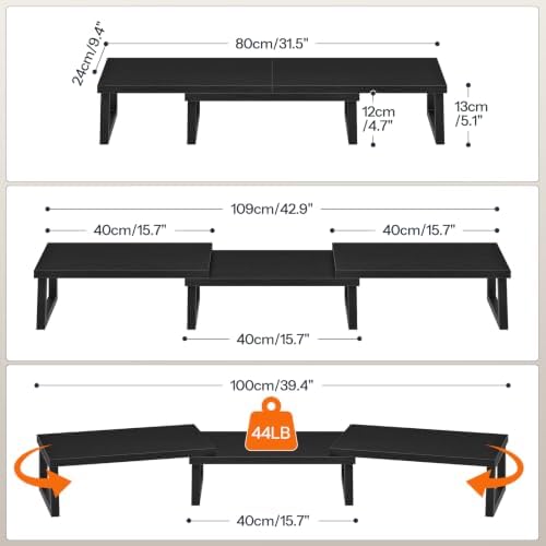 HOOBRO Dual Monitor Stand Riser, Computer Monitor Stand for PC, Black - Image 2