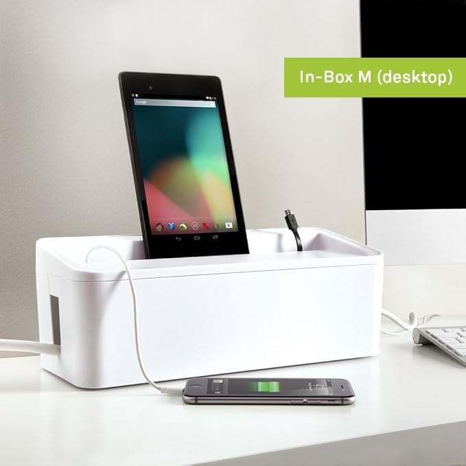 in-Box Cable Box Set with Extra Large Surge Protector Concealer Cable Management for Under Desk and Mobile Charging Station Power Strip Organizer for Desktop, White - Image 2