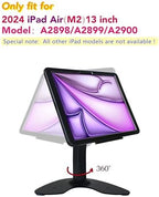 Desktop Anti-Theft Kiosk Stand Security POS Stand with Locking Enclosure for 13'' iPad Air (M2) 2024,Excluding 13'' iPad Pro (M4) 2024,360° Swivel(Black) - Image 2