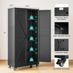 Wide & Deep Metal Storage Cabinet with Wheels,72 inch Tall Rolling Garage Storage Cabinet,Metal Cabinets with Wheels and Shelves, Deep Heavy Duty Tool Cabinet for Garage,Home,Office,Shop (Black) - Image 2