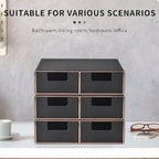 Linen Leather Desk Organizer and monitor stand with Drawers－Mini Desktop Drawer Organizer Stackable－Tabletop Organization Storage Box for Office Supplies Home Vanity Toiletries (Black, 2-drawers) - Image 4
