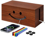 Solid Wood Cable Management Box, Cute Smile Cord Hider Box for Desk by Unknown