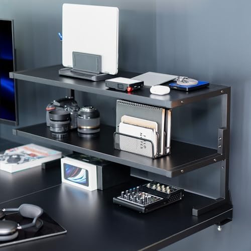 VIVO Black Clamp-on 30 inch 2-Tier Desk Shelf, STAND-SHELF30C - Image 4