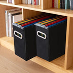 4 Packs Letter Size File Organizer, File Folders Organizer, Fabric Storage Box, Collapsible Paper Organizer with Metal Handle, Smooth PVC Rails, Only Box (Black) - Image 7