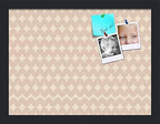 PinPix 16x12 inch Cork Bulletin Board. This Decorative Framed Pin Board Comes with Diamond Pattern in Light Pink and Cream Design and Satin Black. Ideal for Home, Office Decor or School (PinPix-294) by PinPixBulletinBoards