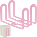 Chunful 6 Pcs Pink Metal BookEnds Shelves, 7.5 x 5.75 x 3.5 in by Chunful