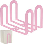 Chunful 6 Pcs Pink Metal BookEnds Shelves, 7.5 x 5.75 x 3.5 in by Chunful