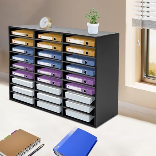 Mail Sorter Organizer, Black Mailbox for Classroom, 27 Compartments Literature Organizer, Desktop File Sorter, Paper Organizer for Home School Office (27 Slots Black) - Image 3