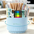 Office Supplies,Blue Desk Accessories,Desk Organizer,Phone Stand,Scissors,Stapler,Tape Dispenser,Binder Clips,Staples,Staple Remover,Sticky Notes,Index Tabs,Clear Tape,Mini Box Cutter,Cool Pen.16pcs - Image 2