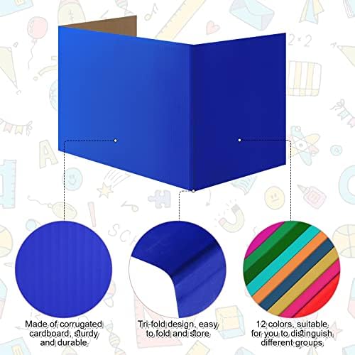 SATINIOR 36 Pcs Privacy Boards for Student Desks Classroom Desk Divider Trifold Table Desk Privacy Panel Privacy Folders for Students Desk Partition Study Carrel School Teacher 12 Colors, 16 x 12 in - Image 2