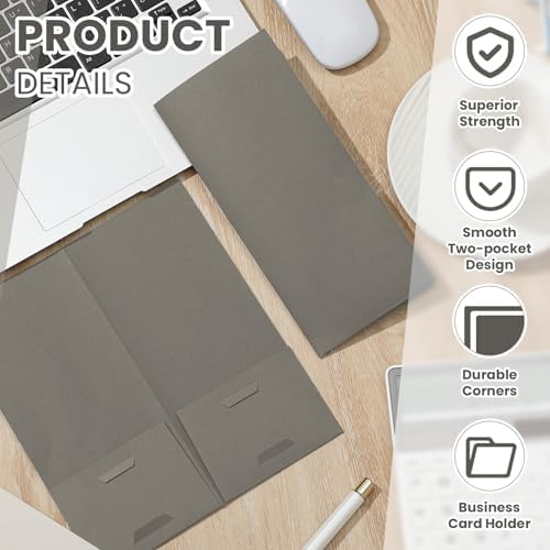 Henoyso 50 Pcs 4 x 9 Inch Mini Presentation Folders 2 Pocket, Grey - Image 3
