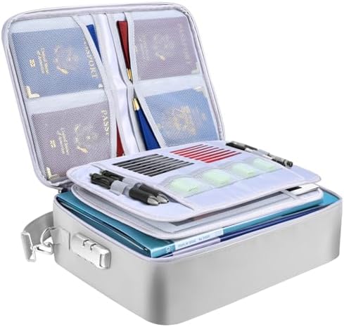 BALEINE Fireproof Document Box with Lock, Waterproof Fire Safe File Bag by BALEINE