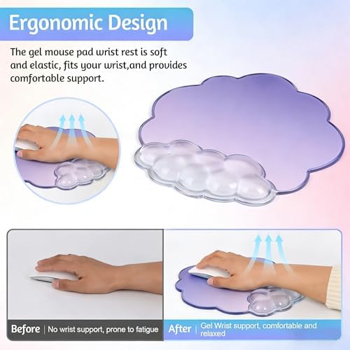 2 in 1 Gel Cloud Wrist Rest Set for Keyboard and Mouse - Office Accessories - Image 3