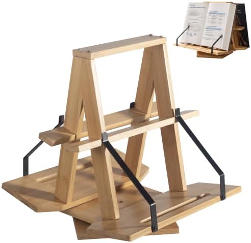 MACTANO Two-Sided Rotating Book Stand, 360° Bamboo Desktop Holder 9 lb by MACTANO