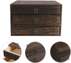 Cabilock Solid Wood Desktop Drawer Organizer Vintage Retro Desk Drawer Box with Pull Ring Wooden Table for Office Supplies School Organizer Home Desk Storage 10.03 X 9.64 X 6.49 in - Image 5