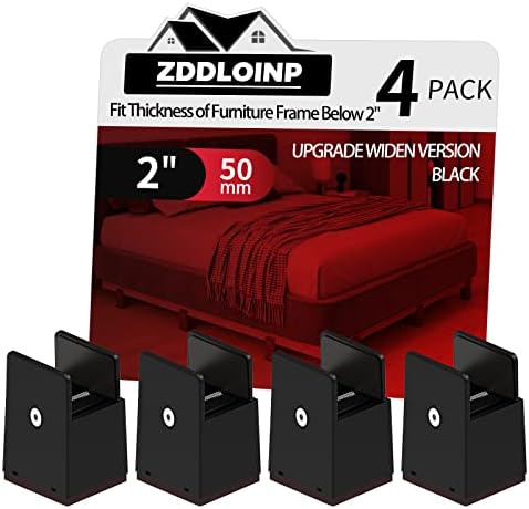Bed Risers 2 Inch with Adjustable Screw Clamp,4 Pack Black by ZDDLOINP