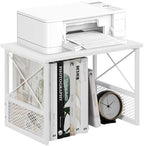 Printer Stand for Desk, Desktop Printer Stand Shelf Organzier for Home Office, for Above and Under Desk, Fax Machine Copier Scanner, White by VYUOL